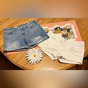 2 Pair AEO White Shorts + Gap Denim Shorts 
Size: 28/ 10